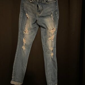 Distressed Blue Jeans
